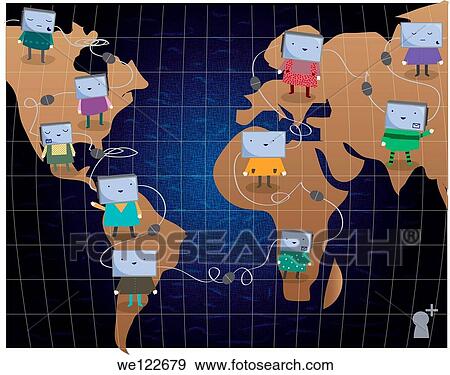 Stock Photo - Illustrative representation of global networking. Fotosearch