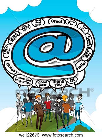 Illustrative representation of people on globe with At symbol View Large Photo Image Stock Image - Illustrative representation of people on globe with At symbol. Fotosearch