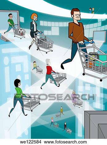 Picture - Illustrative representation showing online shopping. Fotosearch