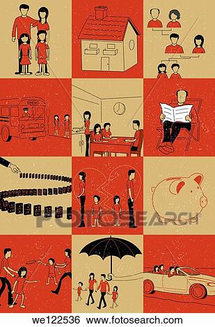 Illustrative representation showing lifecycle of a family View Large Photo Image Stock Photograph - Illustrative representation showing lifecycle of a family. Fotosearch