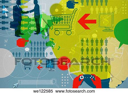 Illustrative representation showing various online activities View Large Photo Image Stock Photography - Illustrative representation showing various online activities. Fotosearch