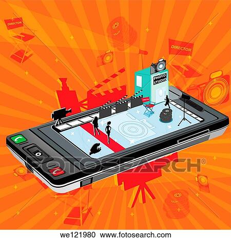 Illustrative representation showing the use of a mobile phone for multimedia purpose View Large Photo Image Stock Image - Illustrative representation showing the use of a mobile phone for multimedia purpose. Fotosearch