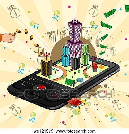 Illustrative representation showing the use of a mobile phone for banking View Large Photo Image Stock Photo - Illustrative representation showing the use of a mobile phone for banking. Fotosearch