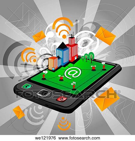 Illustrative representation showing the use of a mobile phone for accessing e-mails View Large Photo Image Stock Photograph - Illustrative representation showing the use of a mobile phone for accessing e-mails. Fotosearch
