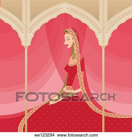 Indian bride wearing traditional wedding dress View Large Photo Image Picture - Indian bride wearing traditional wedding dress. Fotosearch