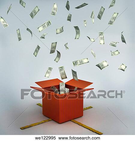 Indian currency notes flying out of the gift box View Large Photo Image Stock Photography - Indian currency notes flying out of the gift box. Fotosearch