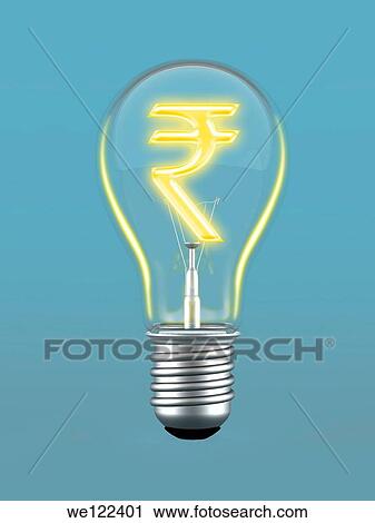 Indian currency symbol in a light bulb View Large Photo Image Stock Image - Indian currency symbol in a light bulb. Fotosearch