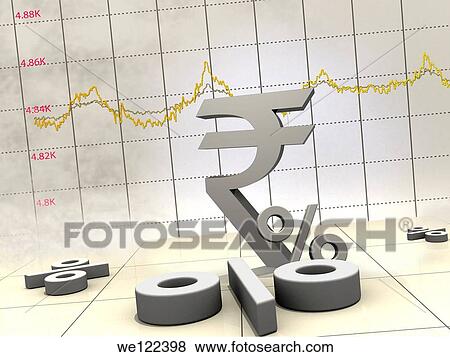 Indian currency symbol with line graph View Large Photo Image Stock Photo - Indian currency symbol with line graph. Fotosearch