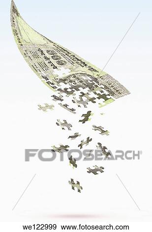 Indian Five hundred currency note as a jigsaw puzzle with pieces falling down View Large Photo Image Stock Photo - Indian Five hundred currency note as a jigsaw puzzle with pieces falling down. Fotosearch