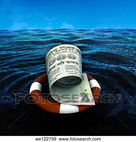 Indian five hundred rupee note on life preserver tube in the sea View Large Photo Image Stock Photo - Indian five hundred rupee note on life preserver tube in the sea. Fotosearch
