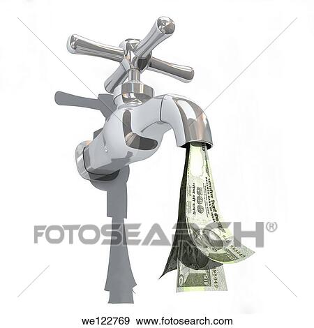 Stock Photo - Indian five hundred rupee notes flowing from a faucet. Fotosearch