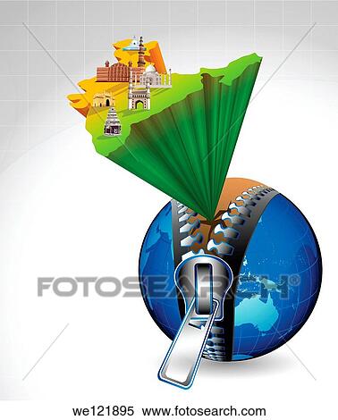 Indian map with montage of landmarks emerging from globe View Large Photo Image Stock Photography - Indian map with montage of landmarks emerging from globe. Fotosearch