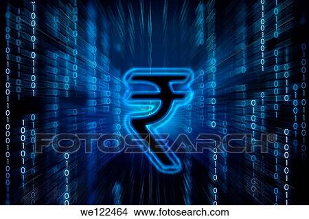 Indian rupee symbol on binary digits View Large Photo Image Picture - Indian rupee symbol on binary digits. Fotosearch