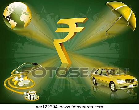 Indian rupee symbol with multiple insurances View Large Photo Image Picture - Indian rupee symbol with multiple insurances. Fotosearch