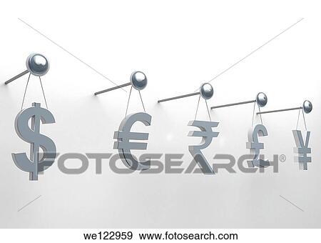 International currencies hanging on nail over white background View Large Photo Image Stock Photo - International currencies hanging on nail over white background. Fotosearch