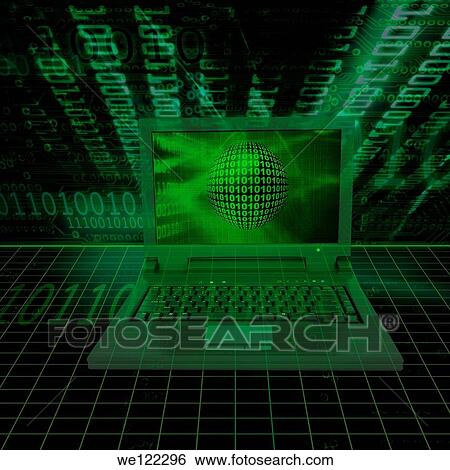 Laptop with binary digits background View Large Photo Image Stock Photograph - Laptop with binary digits background. Fotosearch