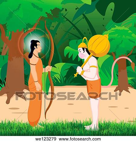 Lord Hanuman bowing to Lord Rama View Large Photo Image Stock Photo - Lord Hanuman bowing to Lord Rama. Fotosearch