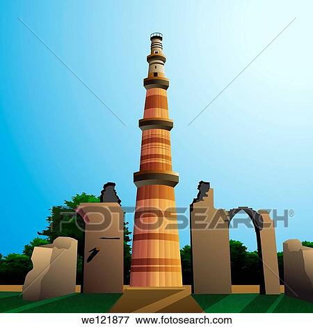 Low angle view of a monument, Qutub Minar, New Delhi, India View Large Photo Image Stock Photo - Low angle view of a monument, Qutub Minar, New Delhi, India. Fotosearch