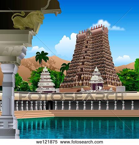 Low angle view of a temple, Sri Meenakshi Hindu Temple, Madurai, Tamil Nadu, India View Large Photo Image Stock Photography - Low angle view of a temple, Sri Meenakshi Hindu Temple, Madurai, Tamil Nadu, India. Fotosearch