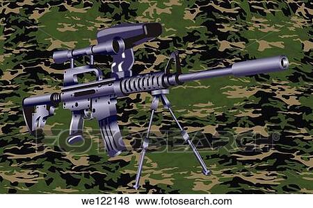 Machine gun on a camouflaged background View Large Photo Image Stock Photo - Machine gun on a camouflaged background. Fotosearch