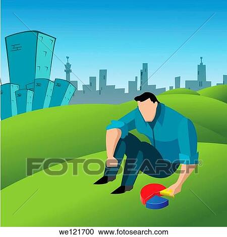 Man arranging the pieces of a pie chart in a lawn View Large Photo Image Stock Image - Man arranging the pieces of a pie chart in a lawn. Fotosearch
