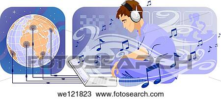 Man downloading music from internet View Large Photo Image Stock Image - Man downloading music from internet. Fotosearch