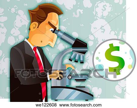 Man examining through a microscope View Large Photo Image Stock Photo - Man examining through a microscope. Fotosearch
