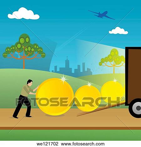 Man loading coins into a truck View Large Photo Image Stock Image - Man loading coins into a truck. Fotosearch
