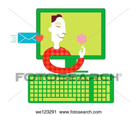 Stock Image - Man proposing online. Fotosearch