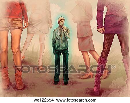Man standing with women around him View Large Photo Image Picture - Man standing with women around him. Fotosearch