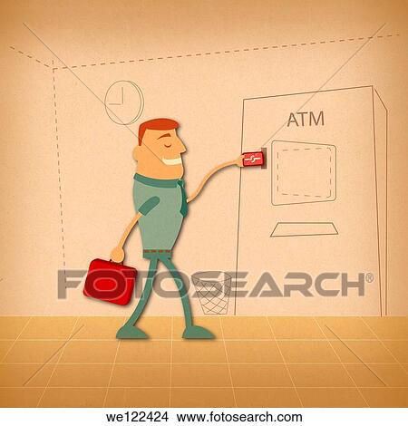 Man using an ATM View Large Photo Image Picture - Man using an ATM. Fotosearch