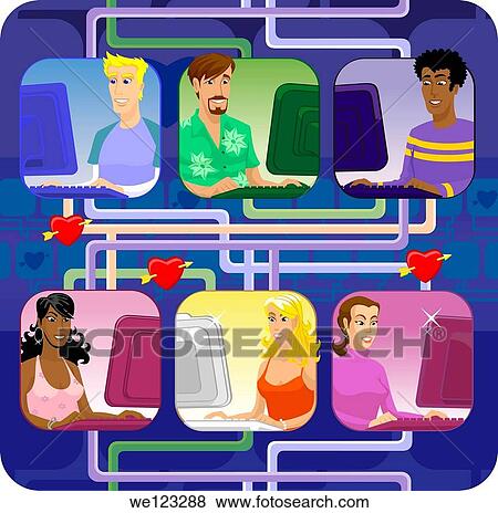 Men and women dating online View Large Photo Image Stock Photo - Men and women dating online. Fotosearch