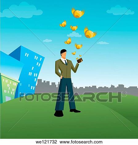 Money flying from the wallet held by a businessman View Large Photo Image Stock Image - Money flying from the wallet held by a businessman. Fotosearch