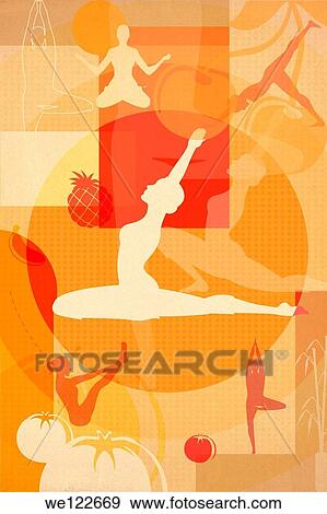 Montage illustration of yoga postures View Large Photo Image Stock Photo - Montage illustration of yoga postures. Fotosearch