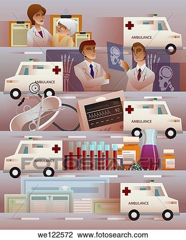 Montage of Ambulance and hospital View Large Photo Image Stock Image - Montage of Ambulance and hospital. Fotosearch