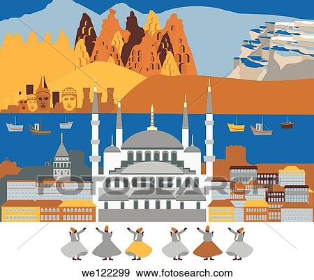 Montage of the tourist attractions of Turkey and traditional Sufi dance, Turkey View Large Photo Image Stock Photo - Montage of the tourist attractions of Turkey and traditional Sufi dance, Turkey. Fotosearch