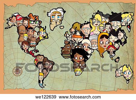 Stock Photo - Multi-ethnic people of the world connecting with a globe. Fotosearch