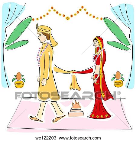 Stock Image - Newlywed couple at wedding ceremony. Fotosearch