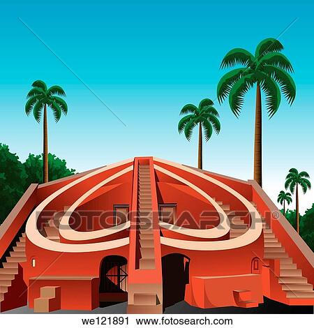 Palm trees around a sun dial, Jantar Mantar, New Delhi, India View Large Photo Image Stock Image - Palm trees around a sun dial, Jantar Mantar, New Delhi, India. Fotosearch