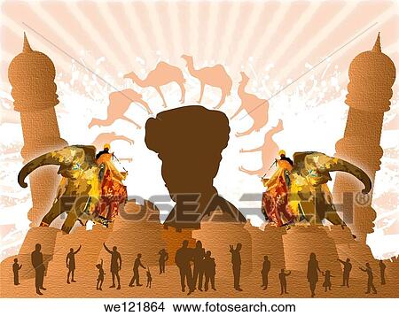 People in front of a fort, Rajasthan, India View Large Photo Image Picture - People in front of a fort, Rajasthan, India. Fotosearch
