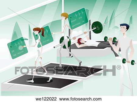 People workout in a hi-tech gym View Large Photo Image Stock Image - People workout in a hi-tech gym. Fotosearch