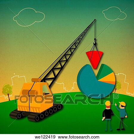 Pie chart being built with crane View Large Photo Image Stock Photo - Pie chart being built with crane. Fotosearch