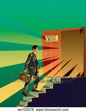 Promoted businessman moving to the next level View Large Photo Image Stock Photo - Promoted businessman moving to the next level. Fotosearch