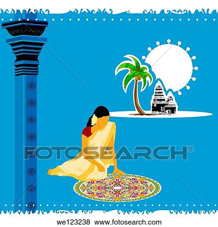 Rangoli floor design for Gudi Padva festival celebration View Large Photo Image Stock Photo - Rangoli floor design for Gudi Padva festival celebration. Fotosearch