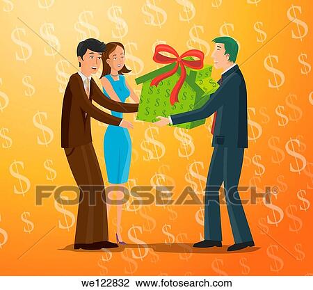 Real estate agent presenting home in gift box View Large Photo Image Stock Image - Real estate agent presenting home in gift box. Fotosearch