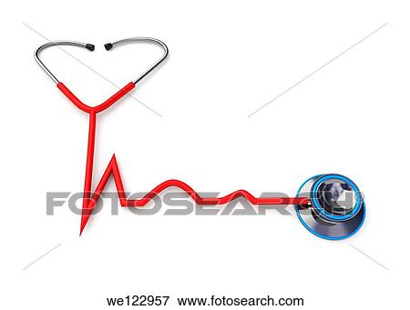 Red stethoscope forming a heartbeat shape with the tube over white background View Large Photo Image Stock Photo - Red stethoscope forming a heartbeat shape with the tube over white background. Fotosearch