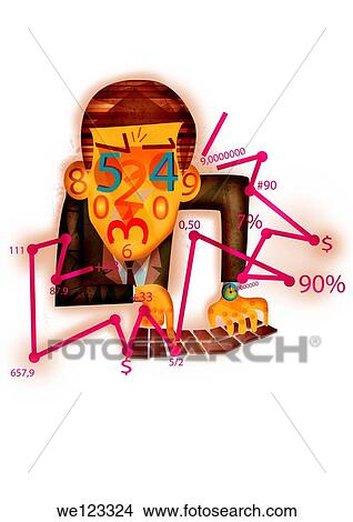 Representation of accountant with financial figures on face View Large Photo Image Picture - Representation of accountant with financial figures on face. Fotosearch