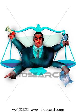 Representation of officer with scale of justice View Large Photo Image Stock Image - Representation of officer with scale of justice. Fotosearch