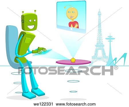 Robot chatting online View Large Photo Image Stock Image - Robot chatting online. Fotosearch