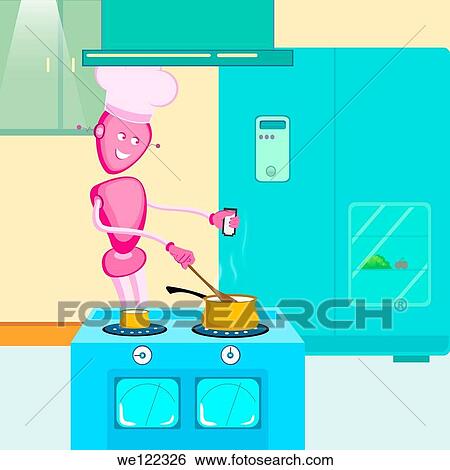 Stock Photograph - Robot cooking in the kitchen. Fotosearch
